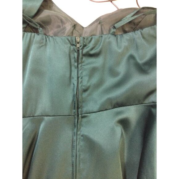 B DARLIN SZ 0 XS green satin bridesmaid formal party mini dress B146 - Picture 4 of 8